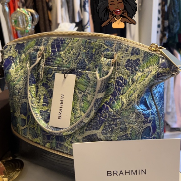 Brahmin Green Viper Mackay with matching wallet - Picture 2 of 8